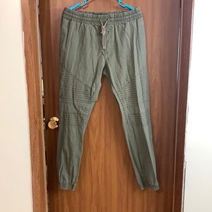 Army green jean joggers